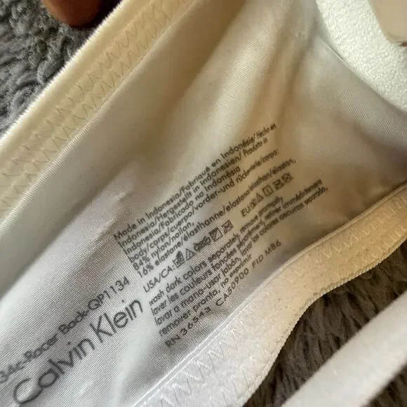 Calvin Klein 34C Racerback Push Up Bra White Underwire Padded NWT - Picture 3 of 7